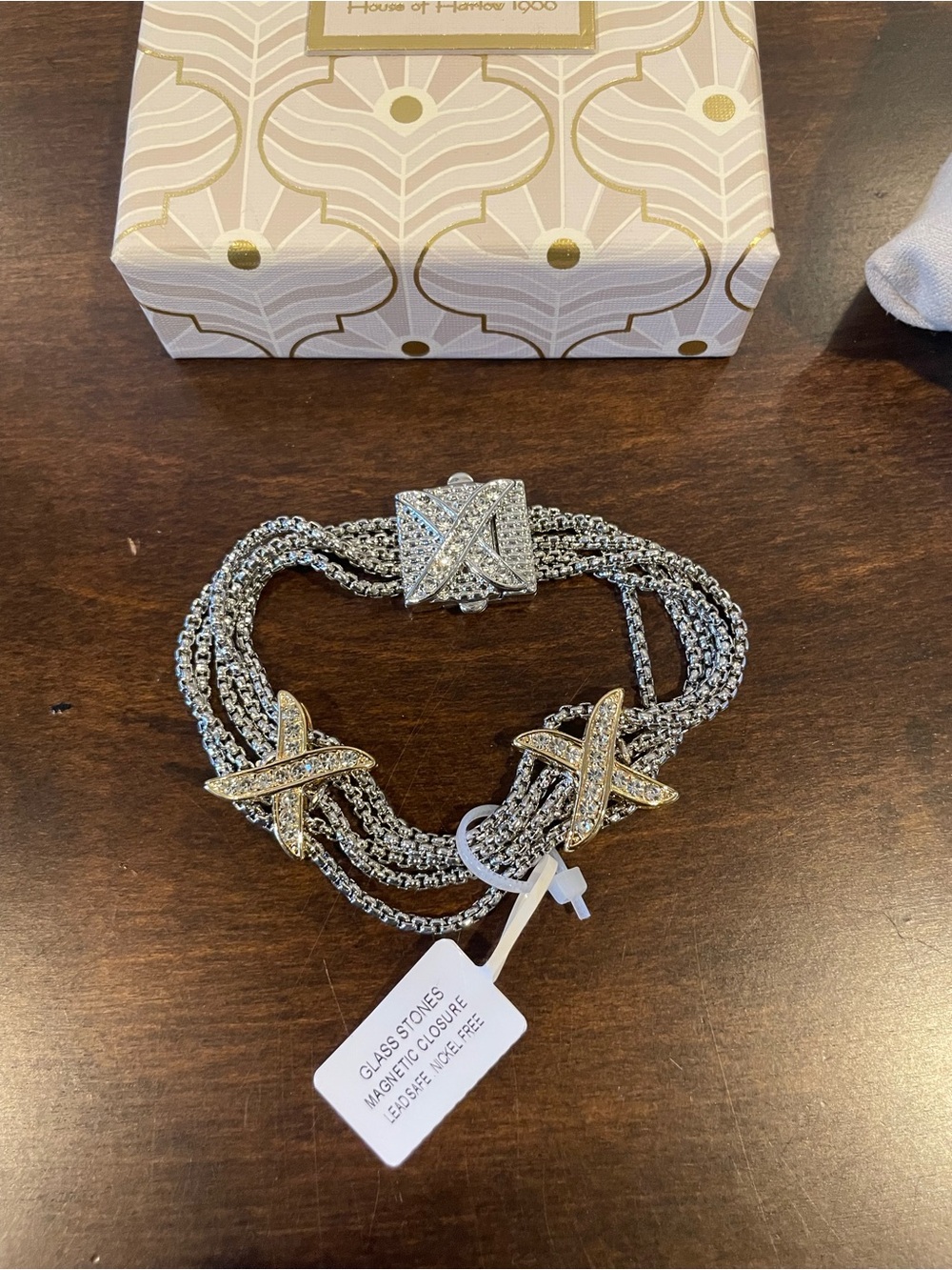 House of Harlow 1960 Silver Multi-Row Pave Star Bracelet - Picture 3 of 3